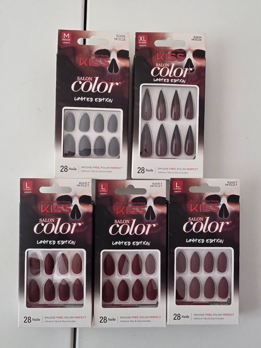 Kiss Salon Color Press On Nails Limited Edition Adhesive Tabs & Glue LOT OF 5